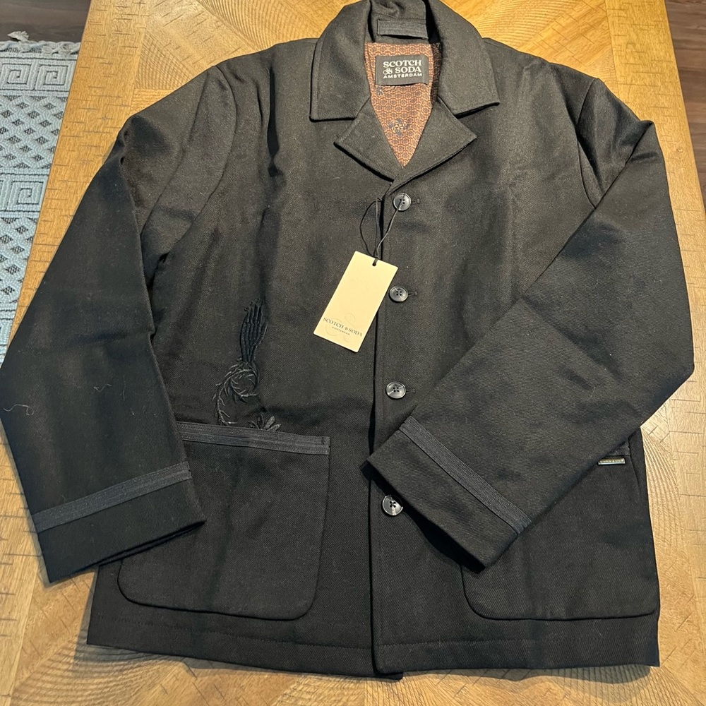 Scotch & Soda Men's Dark Jacket with Embroidered Detail